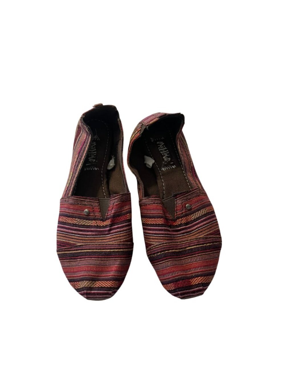 Mad Love Women Size 7 Multicolor Striped Canvas Slip-On Flats Casual Shoes Boho